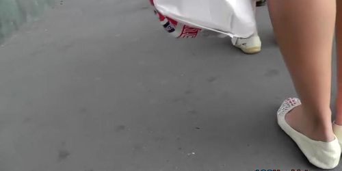 Smooth legal age teenager legs on the up petticoat camera