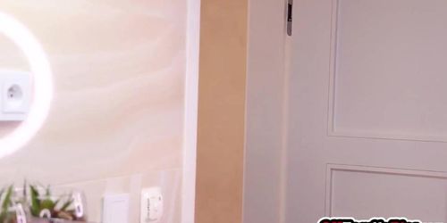 Amazing European big boobs teen Stacy Cruz hops on stepbrothers big dick