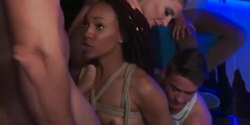 Ebony group fucked in public bar bdsm