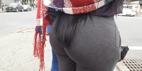 Hot latina big bubble butt in grey pants