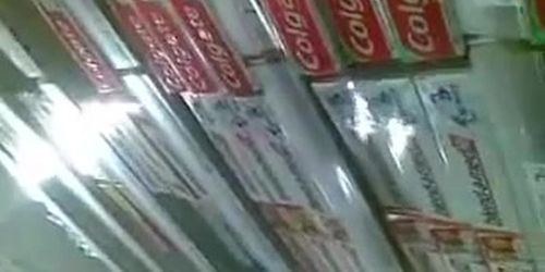 Upskirt supermarket promoter -