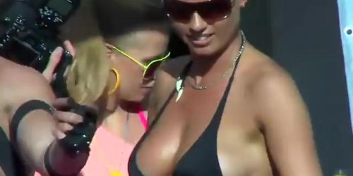 Party girl shakes her glittered tits