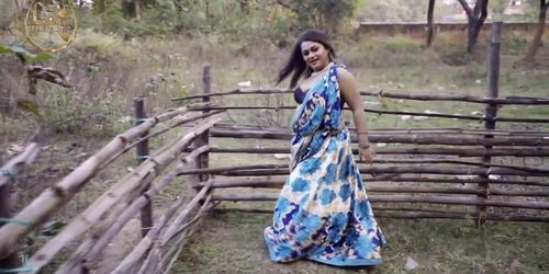 Poulami in floral saree and black BRA