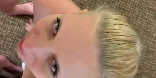 Big Eyed Blonde Takes Massive Facial