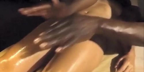 Seductive girlfriend's pelvis gets massaged by black man (Black Stallion)