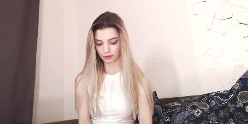 Skinny Teen Blonde With Perfect Boobs Teasing On Webcam