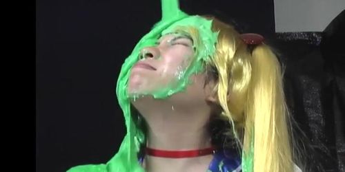 Cute Sailor Moon cosplayer gunged