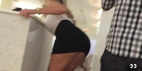 Blonde Girl With Juicy Butt In Mini Skirt