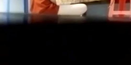 spying on masturbating asian under door