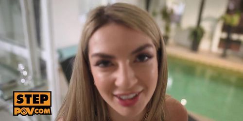 POV - Screwing your new stepmother Kat Squirt at your pop's place