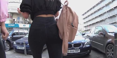 black tight jeans ass blonde