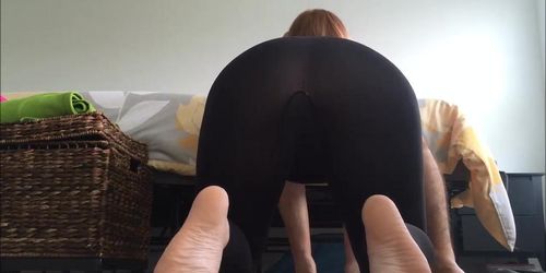 Redhead blowjob and fucked doggystyle in yoga pants