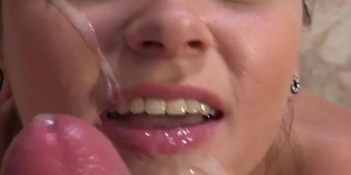 Hot blowjob girl closeup