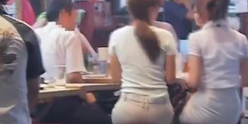 Girls in stockings get their candid asses admired