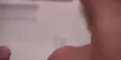 Horny blonde fucks two lucky guys