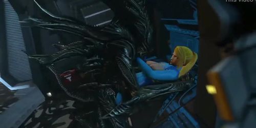 Samus Aran & Xenomorph by Rrostek