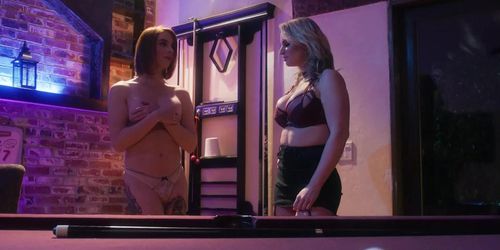 Rachael Cavalli and Janie Blade play an actual game of strip pool