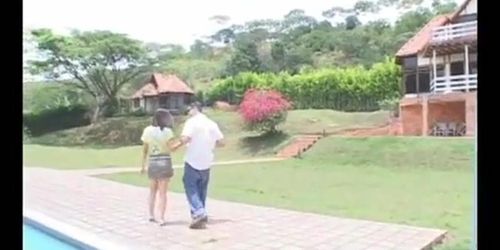 Stunning latina teen gets creampied outdoors