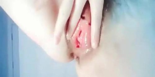 Busty Korean fucks her super wet pussy