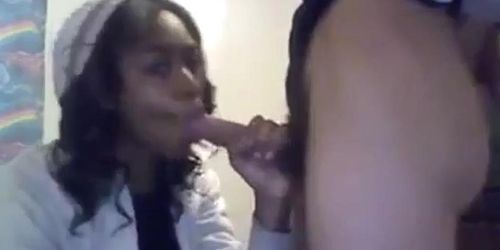 Charming Amateur Black Chick Sucks A White Dick Webcam