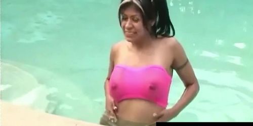 Mexi Milf Gabby Quinteros Fucks A Hard Young Dick Poolside!