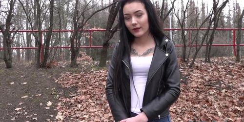 FAKEHUB - Tricked amateur throatfucked outdoor by shady agent POV