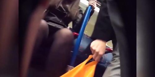 pantyhose legs on metro