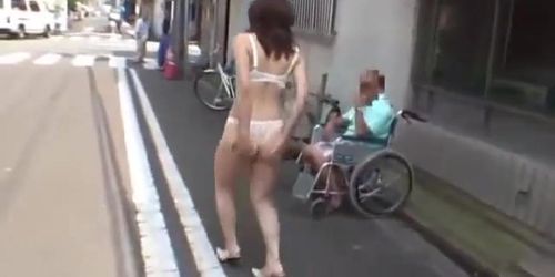 Japanese Woman Strips Naked on Street Full of Men - Shy ENF CMNF