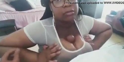 Huge ebony boobs made him cum in 3secs