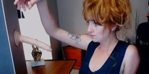 Redhead Deepthroat Training herself to be a Good Slut Camwhore Gagger