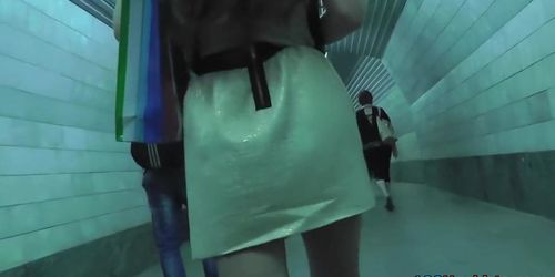 Hawt shiny summer costume upskirt