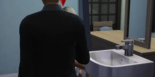 The Sims 4 Porn: Roommate Catches Couple Fucking on the Toilet, Oops!