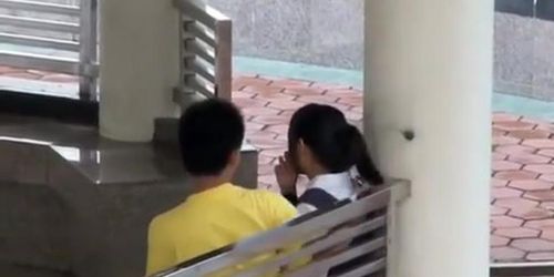 Asian college students caught fucking in school