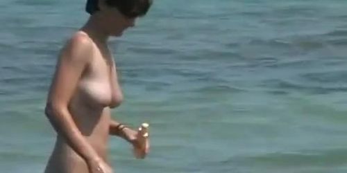 Nudist beach hidden voyeur shot of hot women by the sea