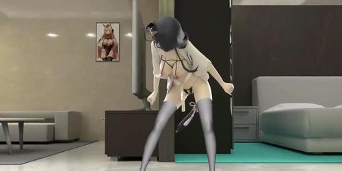 Shogun Raiden Dancing Tomboy Song Hentai Genshin Impact MMD 3D Girl Half Naked Black Hair Color Edit Smixix