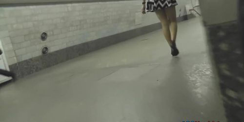 Really hot upskirt views of the young plump chick