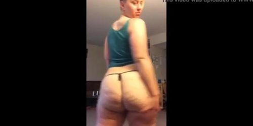 Slut showcasing that cellulite ass in a gstring. Fat booty slut