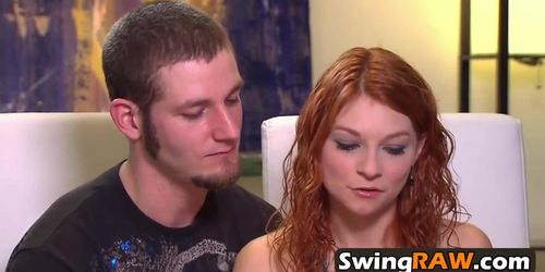 ''What happens in the Swing House stays in the Swing House''. Swinger couple signs the contract.