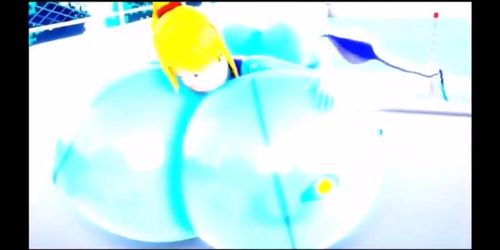 Samus Aran in Zero suit - water filling breast expansion