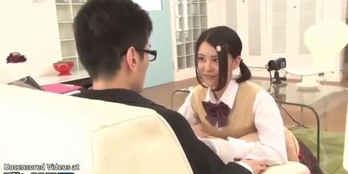 Japanese most cute college girl fucks nerd guy