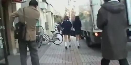 Two Asian schoolgirl involved in sharking encounter with fast dude