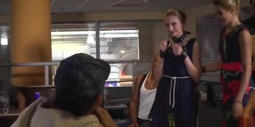 Czech slave gets double penetration in public