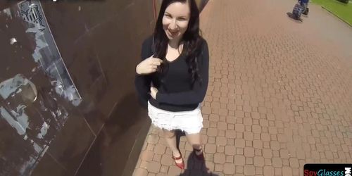 Pulled european babe strokes POV dick