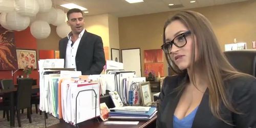 Guy fantasizes how fucks office employee Dani Daniels