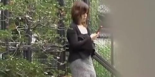 Amateur Japanese bitch gets her skirt ripped in public by some lad