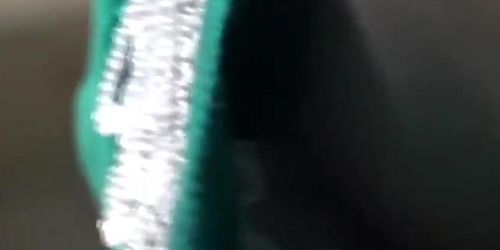 silky green dress downblouse on an hot Asian bit of pussy
