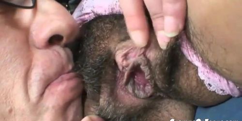 PREMIUMGFS - Hairy teen pussy banged by old man cock