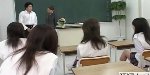 Subtitled CFNM Japanese classroom masturbation show