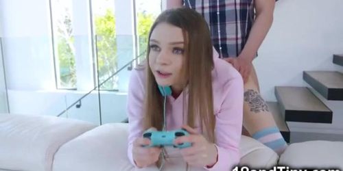 Teen Gamer Girl Plays with Joystick (Jessae Rosae)