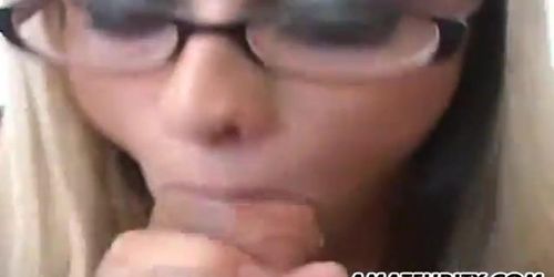 Amateur teen gf with glasses full blowjob with CIM